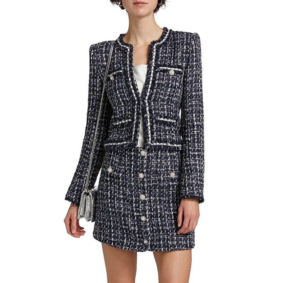 NEW Generation Love - Size Small Betsy Buttoned Tweed Jacket - Navy White/ Multi - Picture 3 of 7